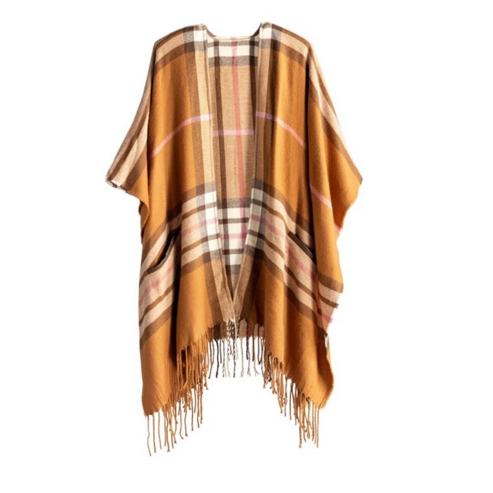 Chic Plaid Cape Wrap – Overside Layering Piece